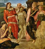 Mise au tombeau - Michel-Ange - huile sur bois, 161  149 cm - National Gallery, Londres